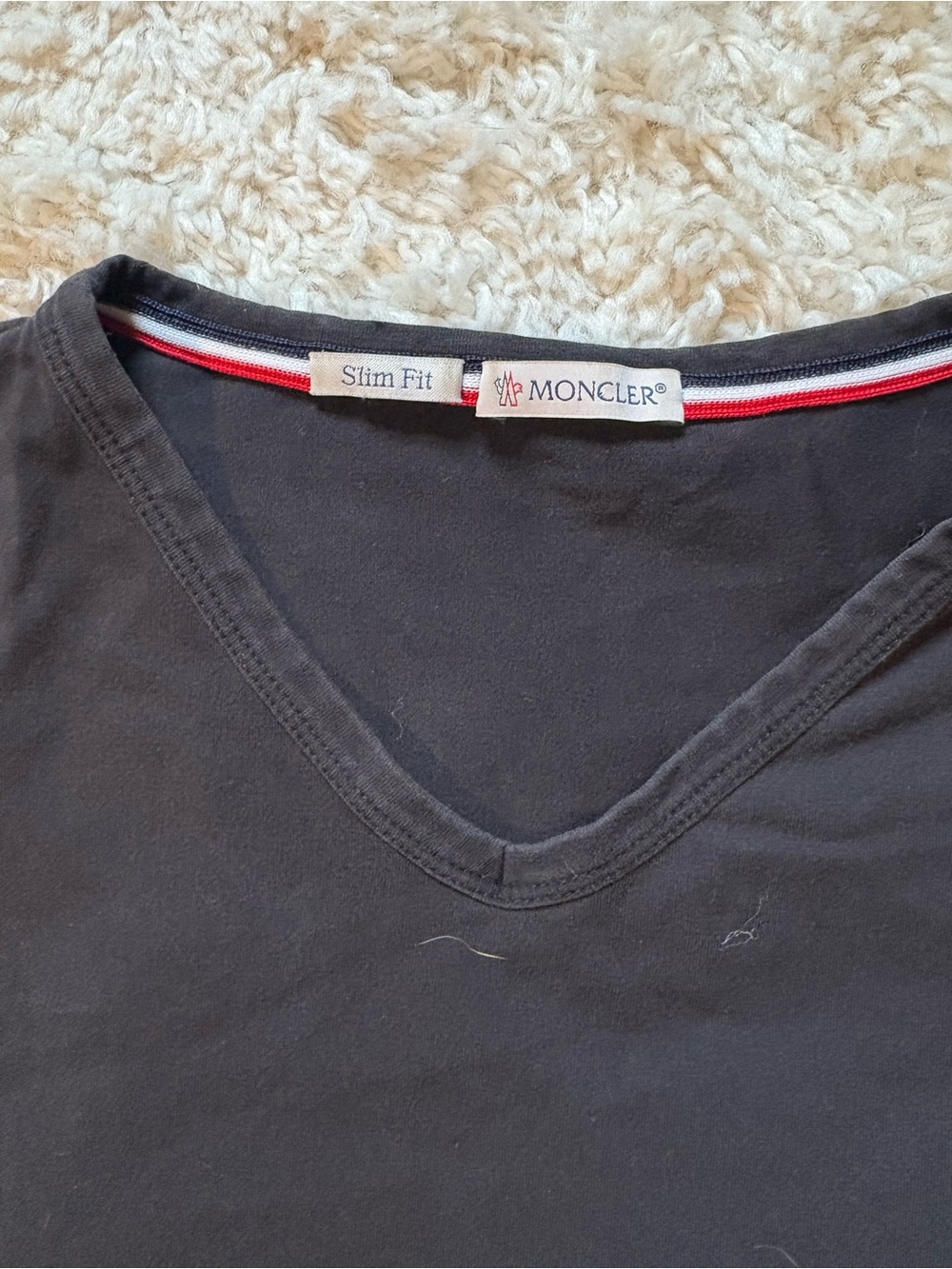 Moncler Slim Fit Black V-Neck Shirt